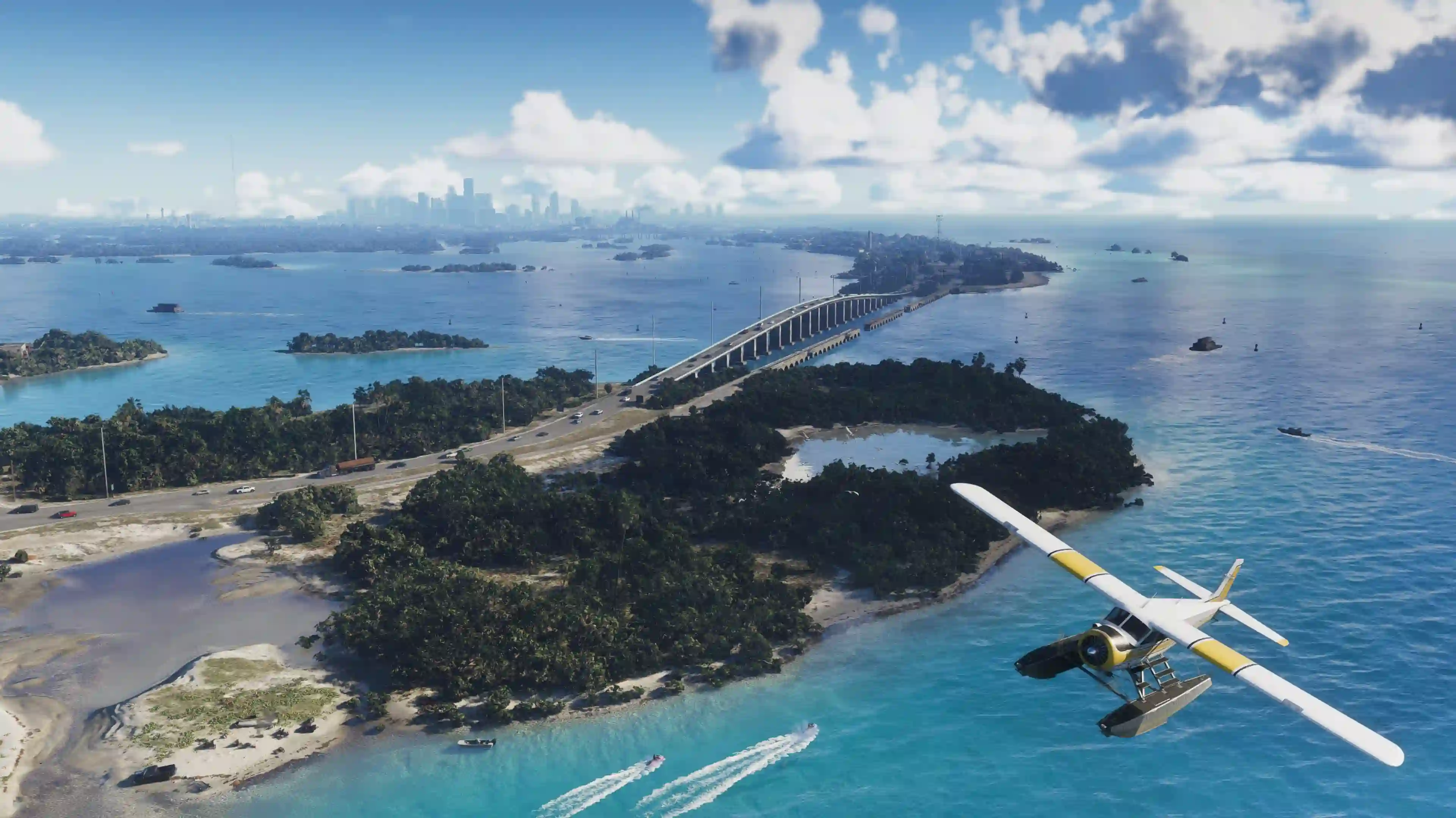 Plane flying over the Leonida keys