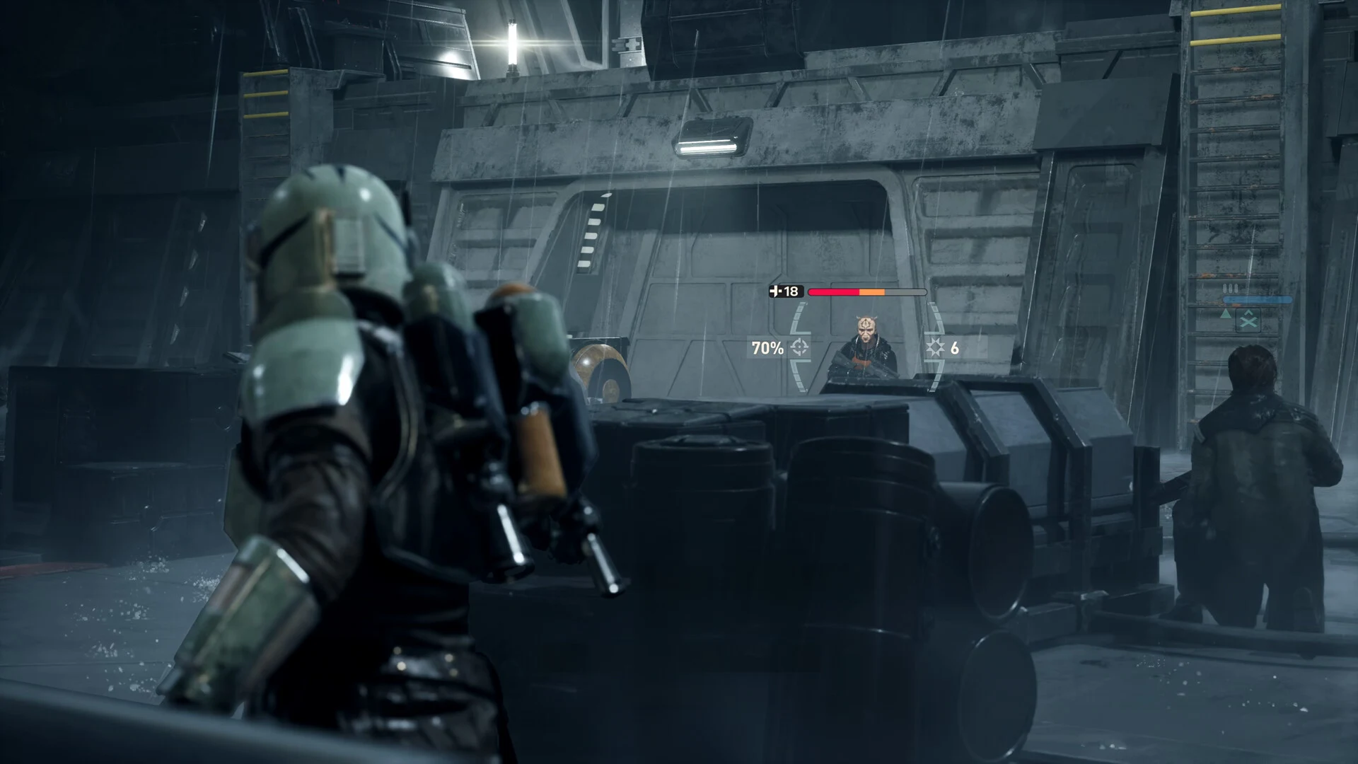 Bounty hunter aiming at an enemy
