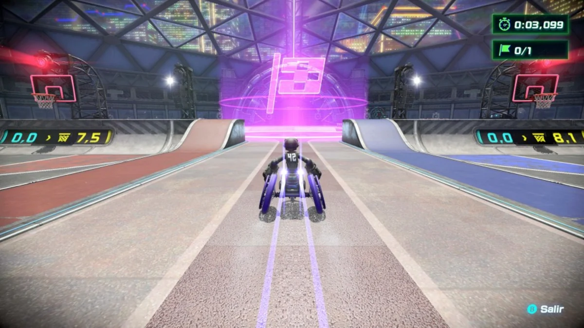 Players in wheelchairs facing off on a Drag x Drive court
