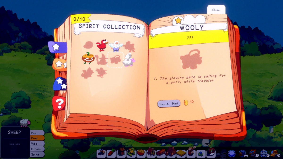 Spirit collection book with silhouettes and clues still to unlock