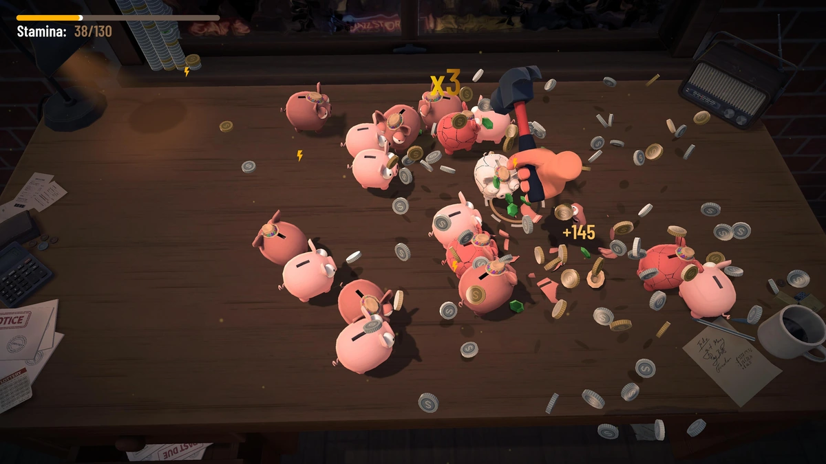 Bills Must Be Paid, piggy banks and bills in an active incremental