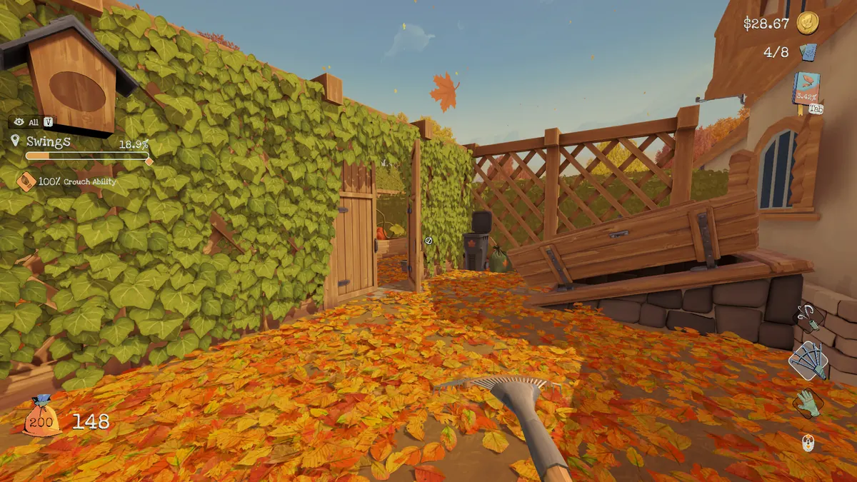Leaf It Alone, cleaning leaves in first person