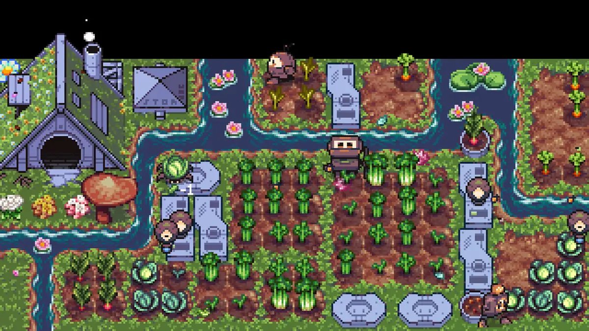 Rusty's Retirement, idle farm along the bottom of the screen