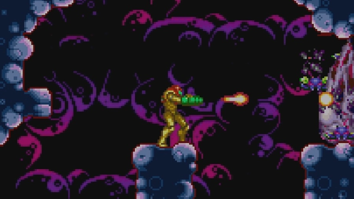 Samus in blue suit in the tunnels of Zebes in Metroid Zero Mission