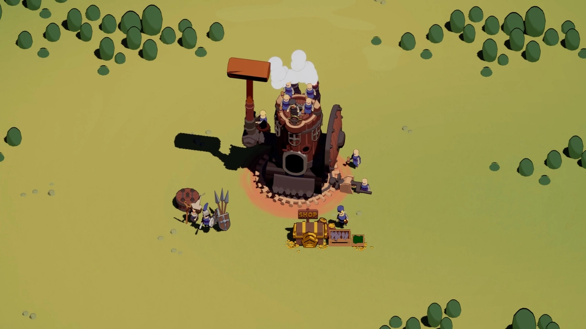 Wanderburg castle absorbing a village on the map with particles and structural debris